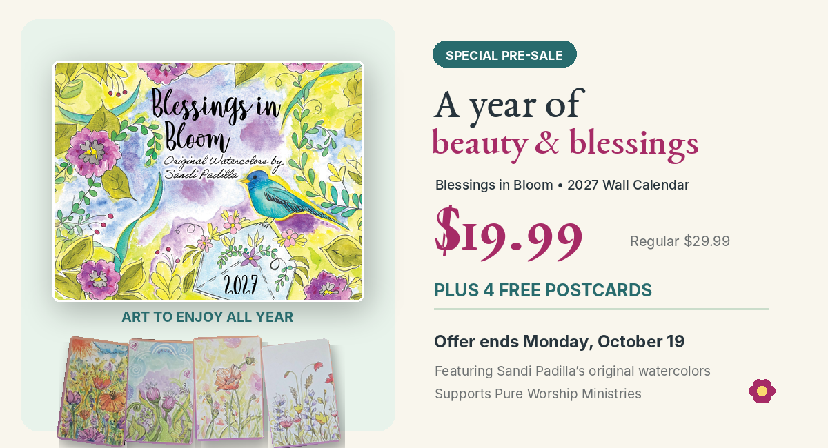 Blessings In Bloom 2027 Wall Calendar - PRESALE! W/ 4 FREE Postcards!!