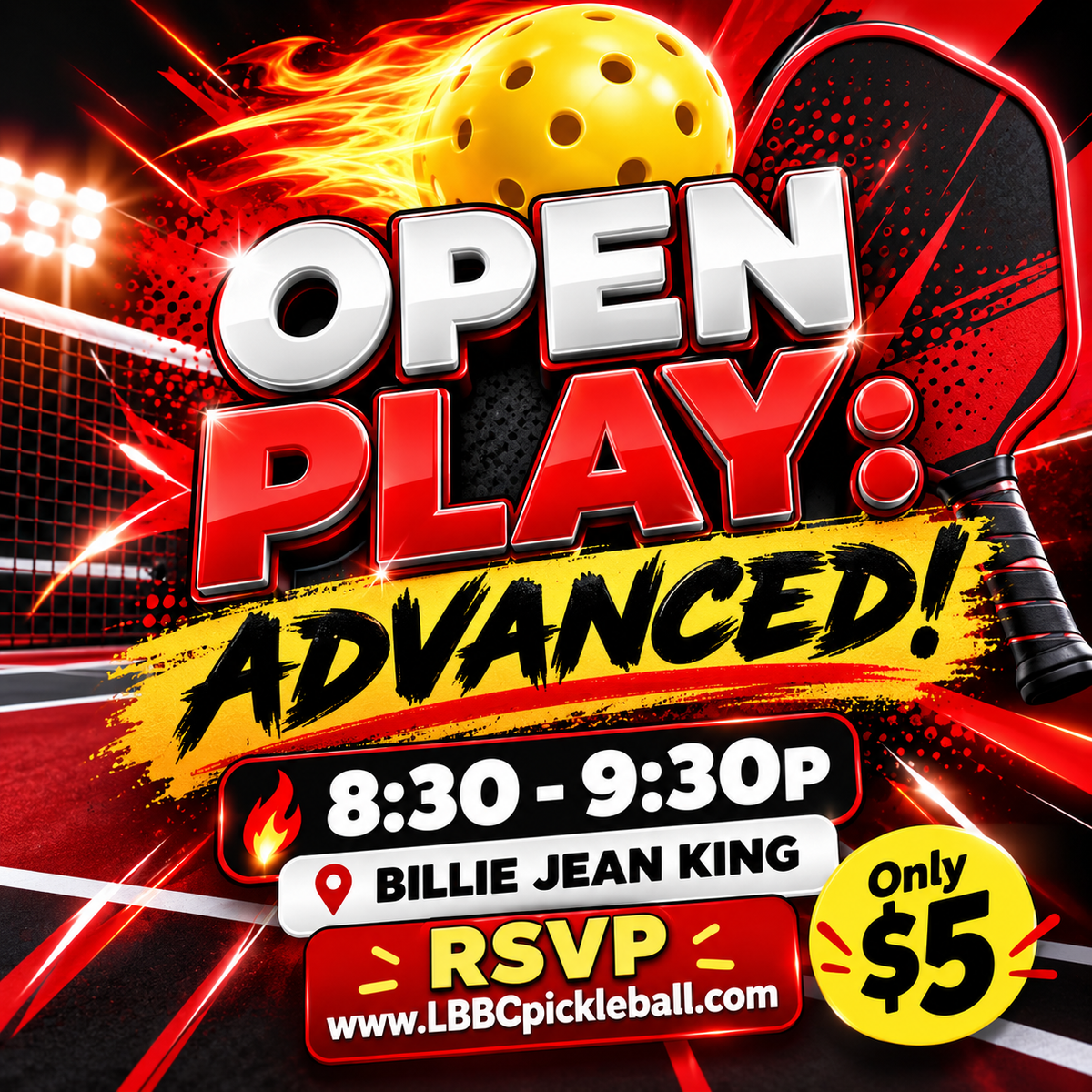 Advanced Open Play / Round Robin @BJK (Must Contact Us to Confirm Space)