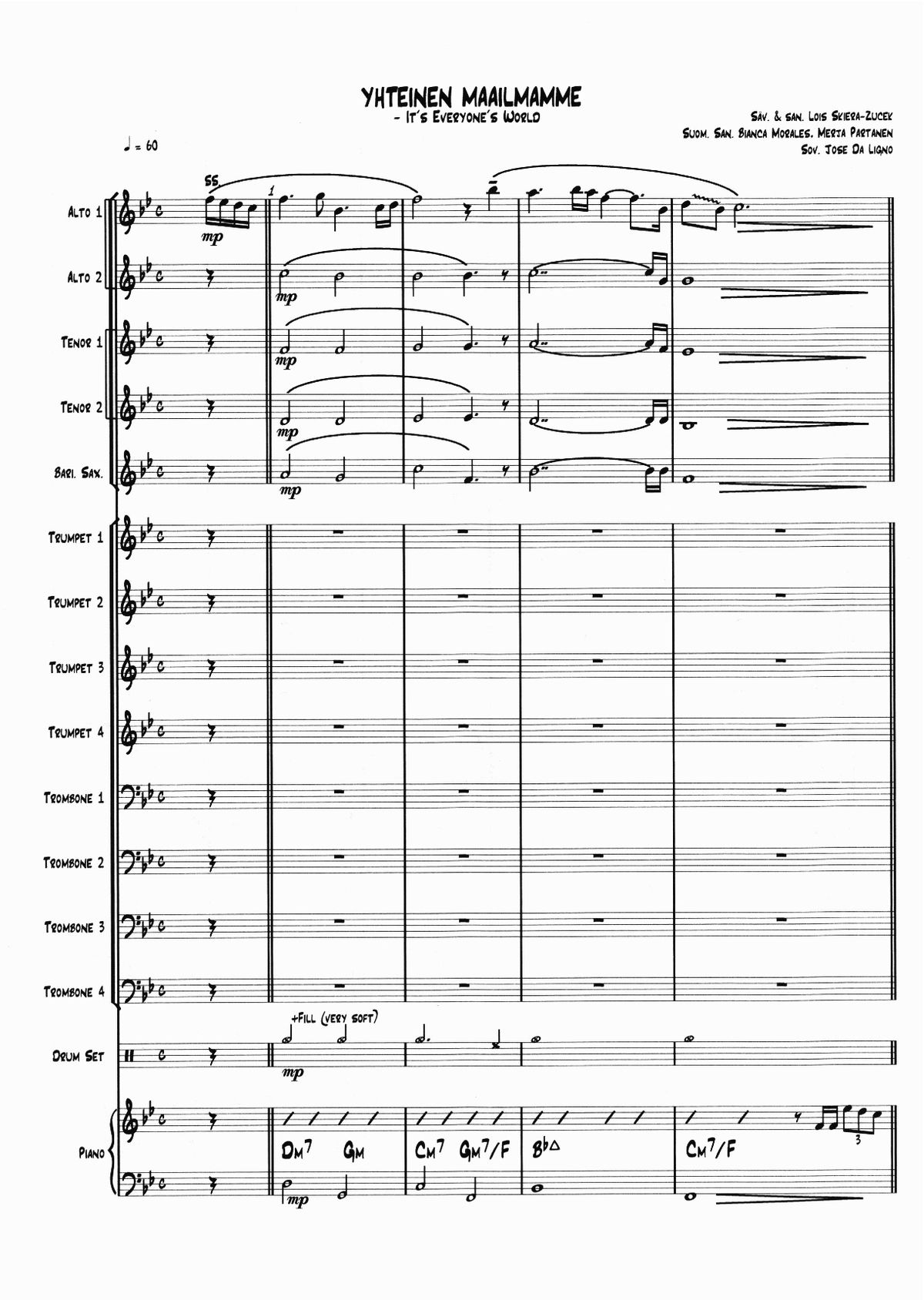 Yhteinen maailmamme Big Band arrangement (Score & Parts) pdf