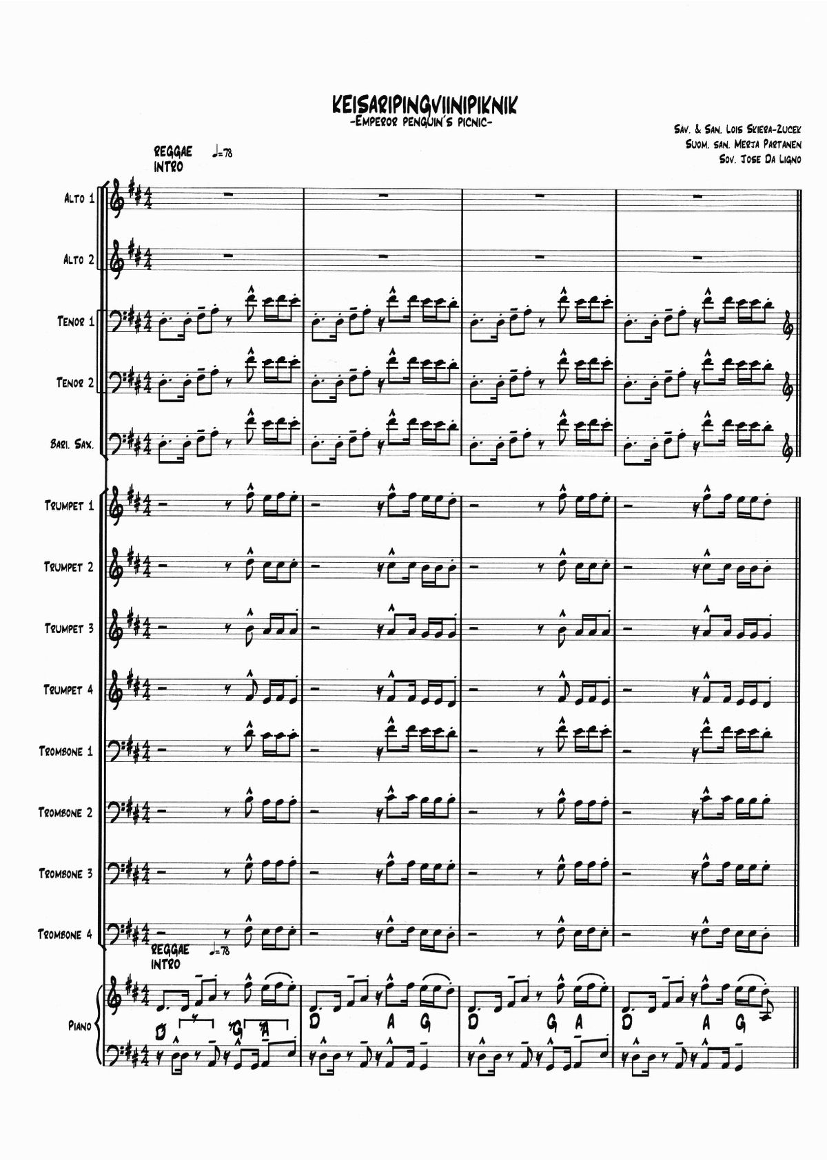 Keisaripingviinipiknik Big Band arrangement (Score & Parts) pdf