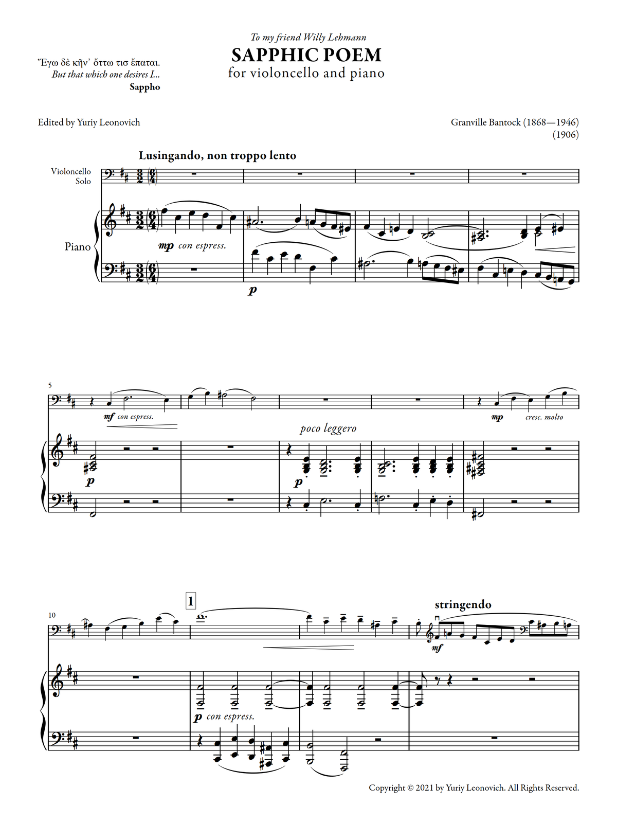 Bantock - Sapphic Poem (Urtext Edition)
