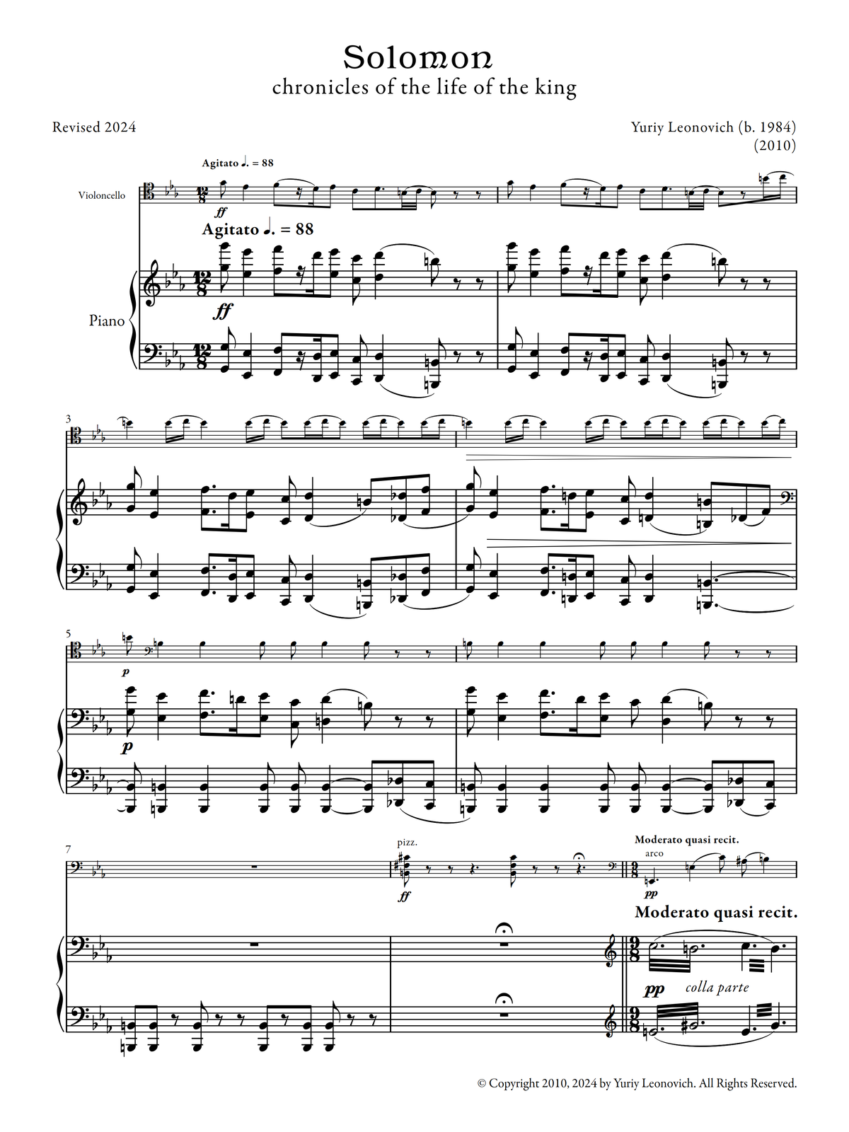 Leonovich - Solomon for Cello and Piano