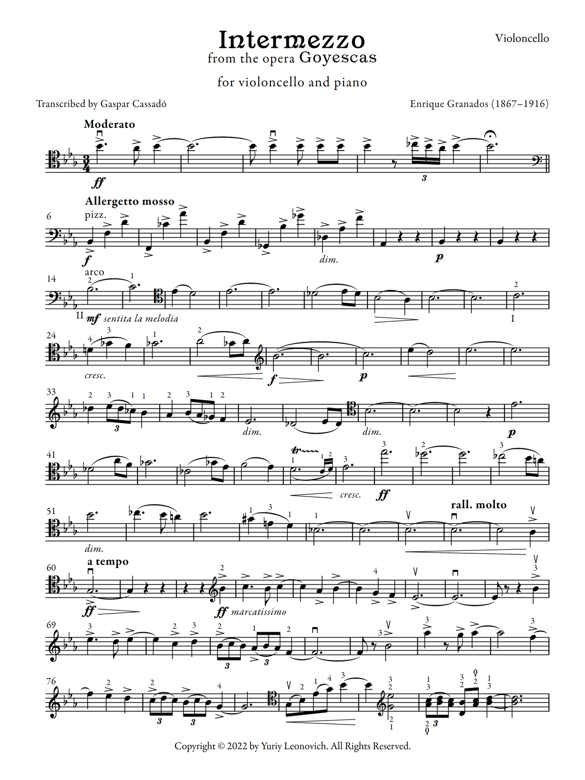 Granados/Cassadó - Intermezzo from Goyescas (Critical Edition)