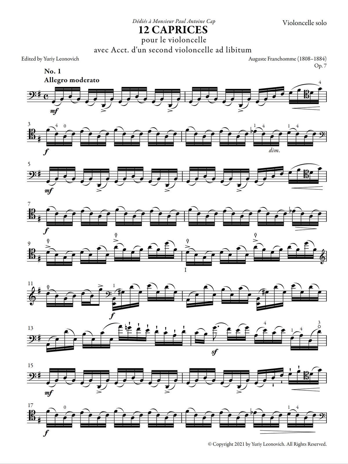 Franchomme - 12 Caprices, Op. 7 (Urtext edition)