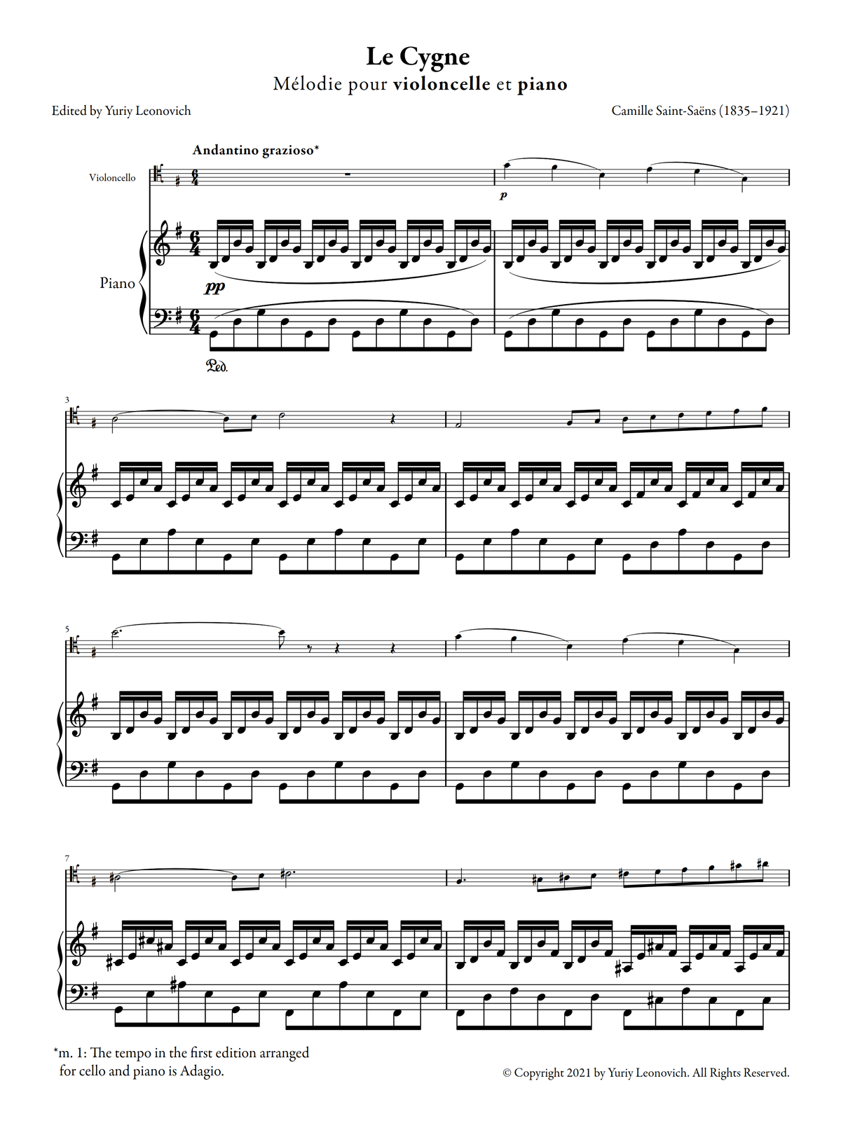 Saint-Saëns - The Swan (Urtext Edition)