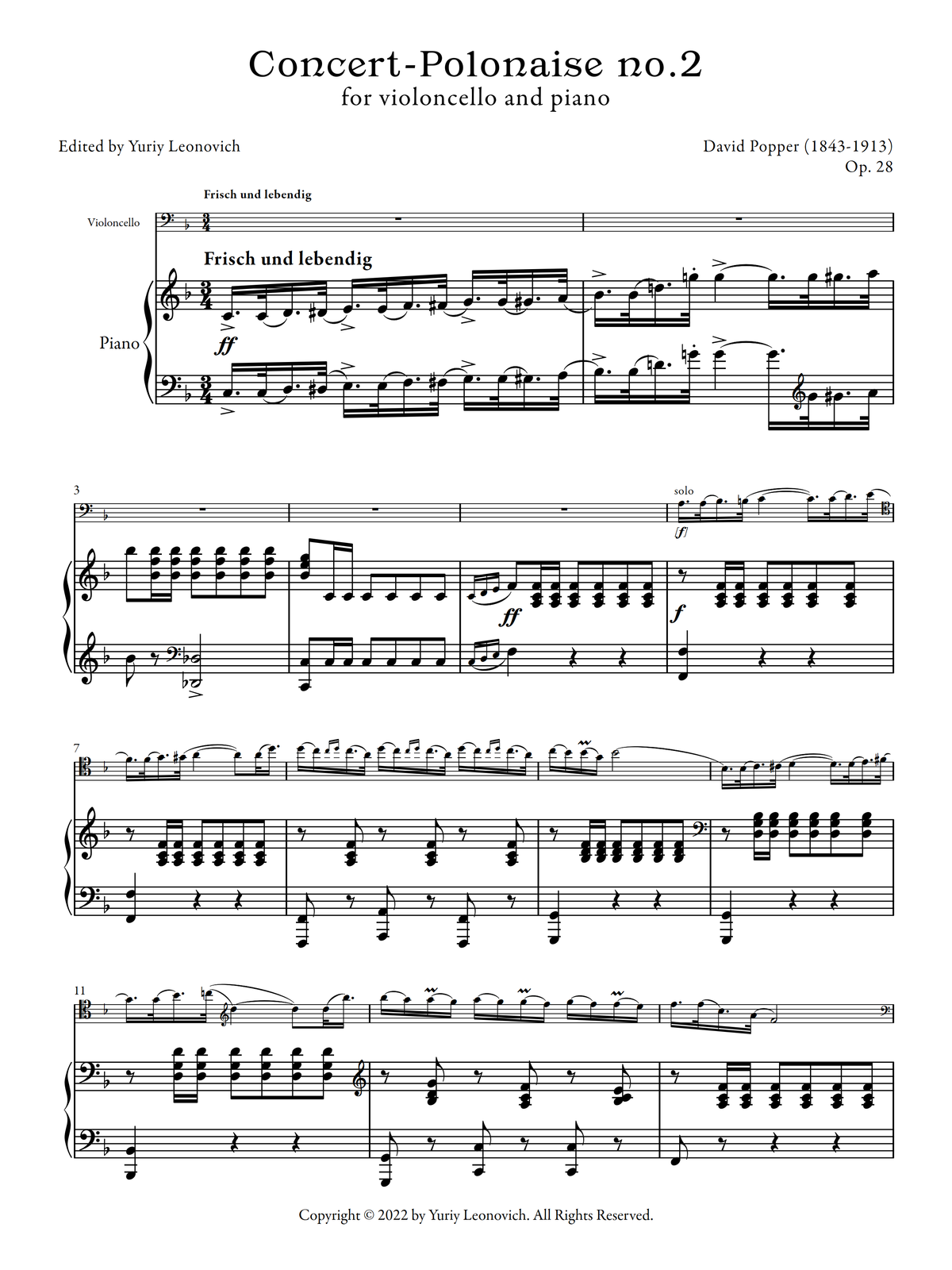 Popper - Polonaise de Concert No. 2, Op. 28 (Urtext Edition)