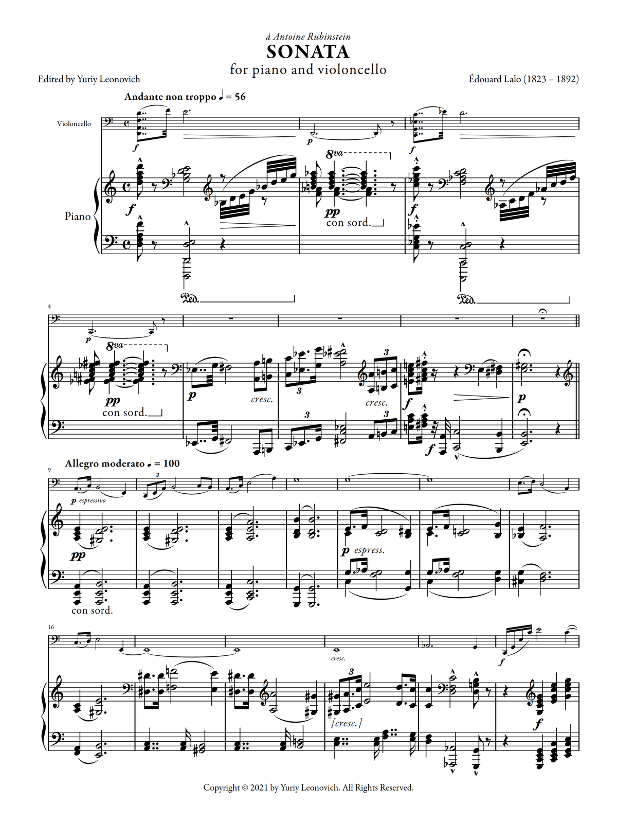 Lalo - Cello Sonata (Urtext Edition)
