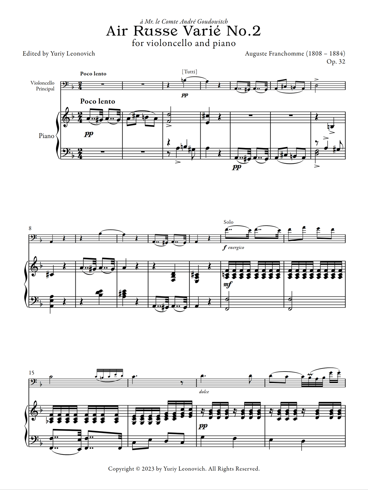 Franchomme - Air Russe Varié No.2, Op. 32 (Urtext Edition)