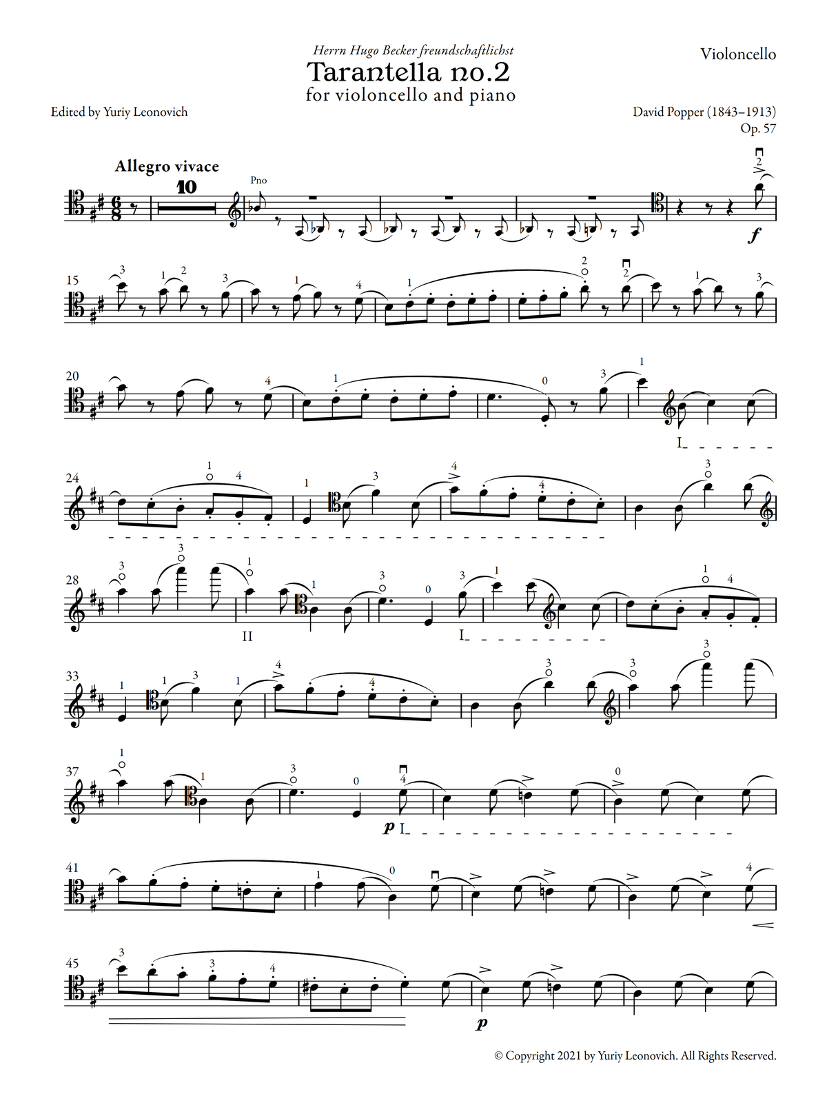 Popper - Tarantella No. 2, Op. 57 (Urtext Edition)