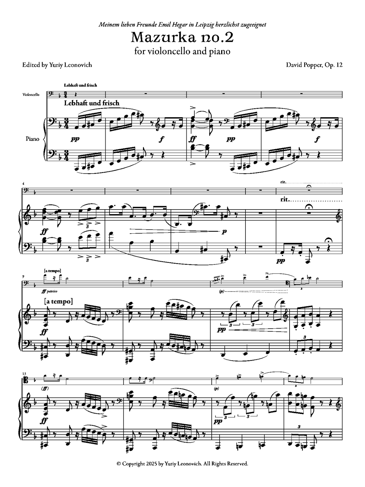 Popper - Mazurka No. 2, Op. 12 (Urtext Edition)