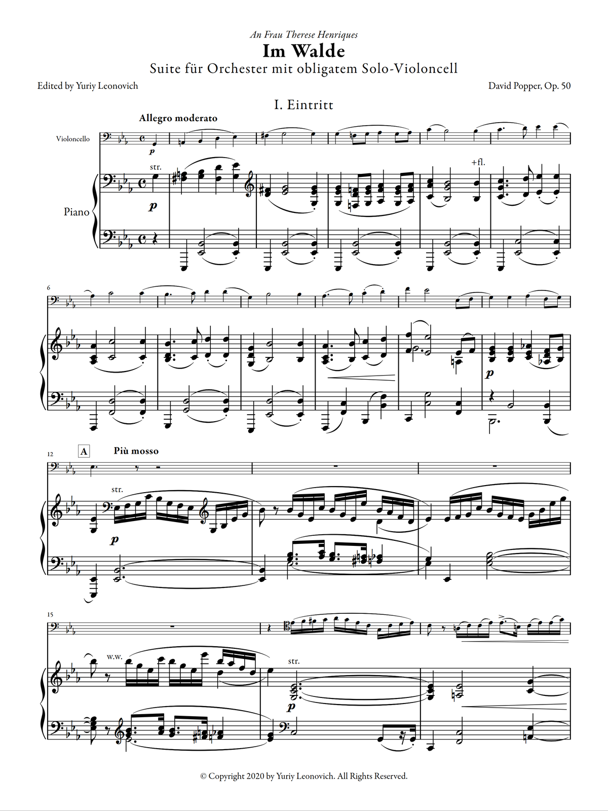 Popper - Im Walde, Op. 50 (Critical Edition, Piano Version)