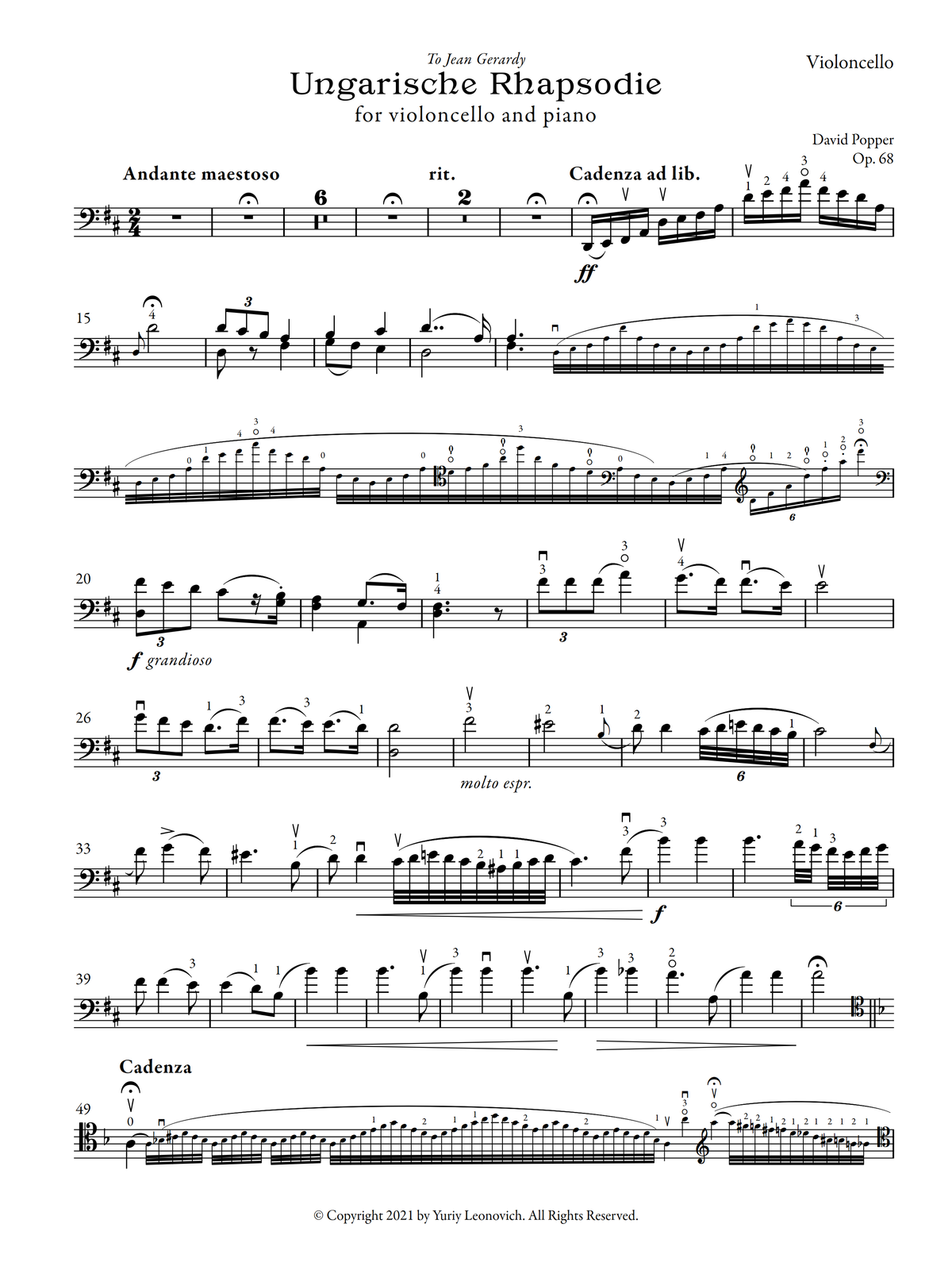 Popper - Hungarian Rhapsody, Op. 68 (Urtext Edition)