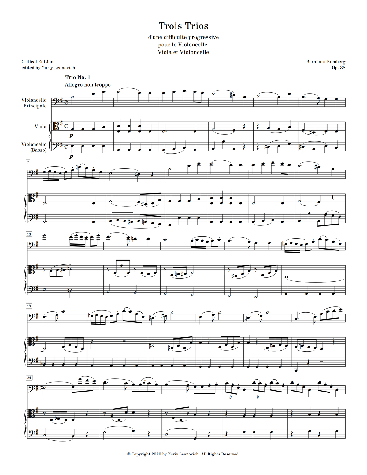 Romberg - 3 Trios (Sonatas), Op. 38 (Urtext Edition)