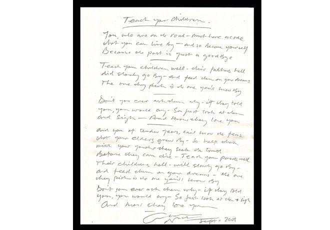 Hand Written and Signed Lyric Sheet