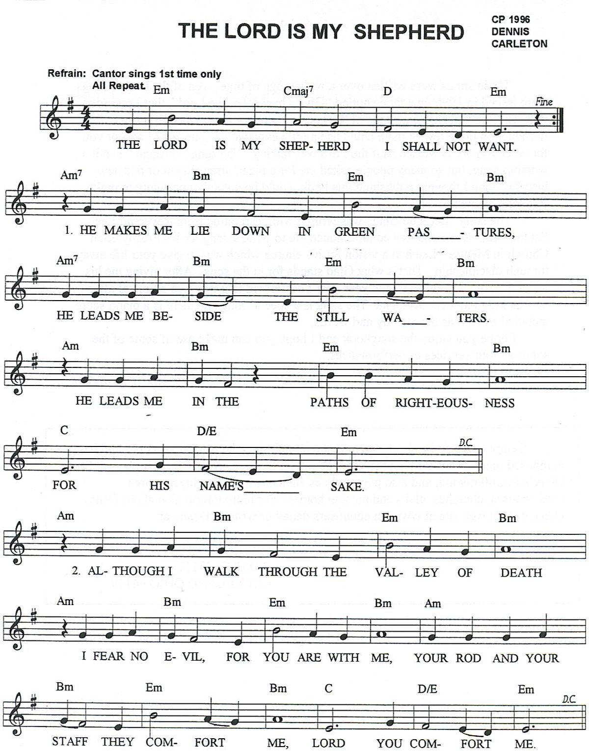 Sheet Music For Psalms CD