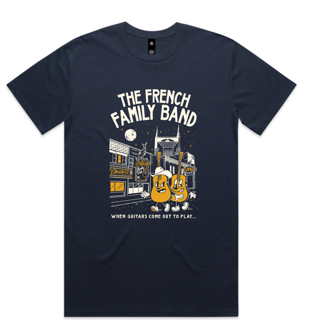 FFB Guitars on Broadway Tee - Navy Blue