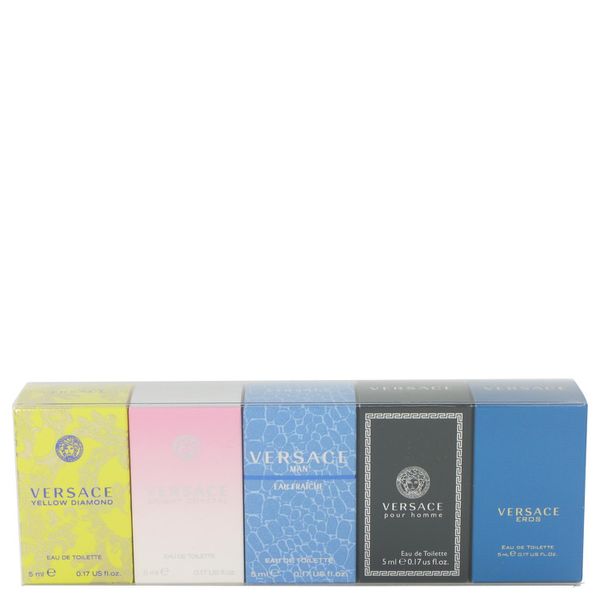 View Larger Gift Set - The Best of Versace Men's and Women's Miniatures Collection Includes .17 oz Versace Eros, .17 oz Versace Pour Homme, .17 oz Versace Man Eau Fraiche, .17 oz Bright Crystal, and .17 oz Versace Yellow Diamond