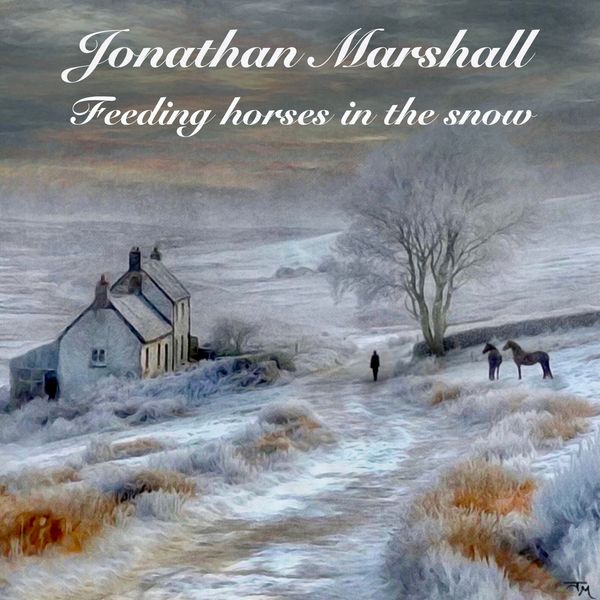 Feeding horses in the snow