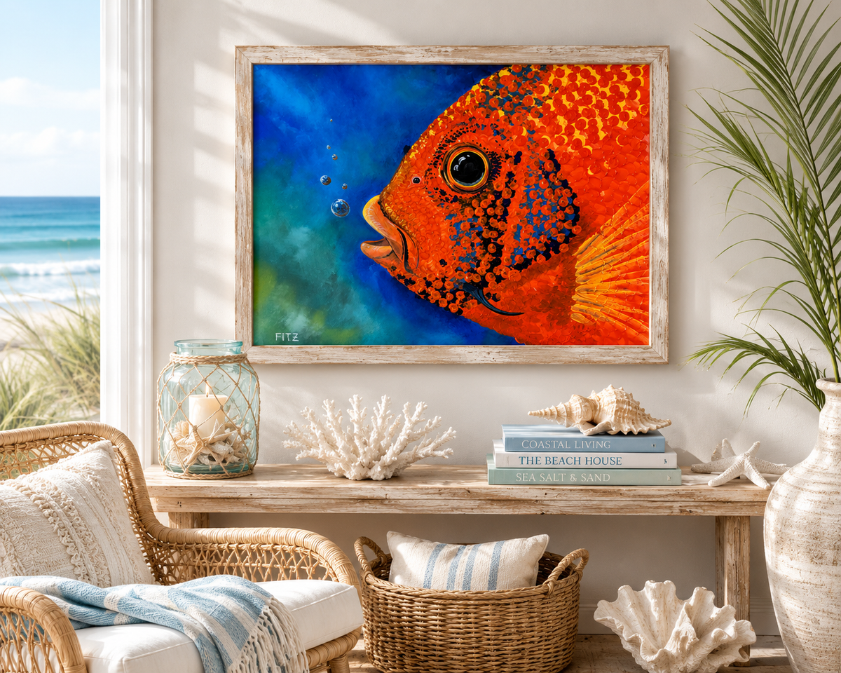 "Oscar In Orange No.1" Original Acrylic On Canvas Painting by Ricky Fitzpatrick