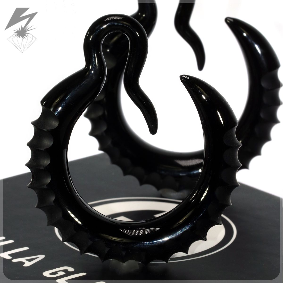 4g. (5mm) Centipede Crescent Hoop (Pair) BLACK
