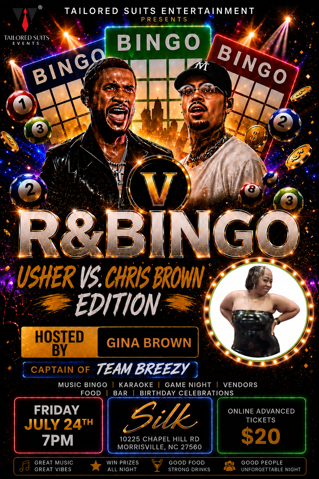 BINGO WITH GINA BROWN! DISCOUNTED R&Bingo: Usher VS Chris Brown Edition Admission (Copy) (Copy)