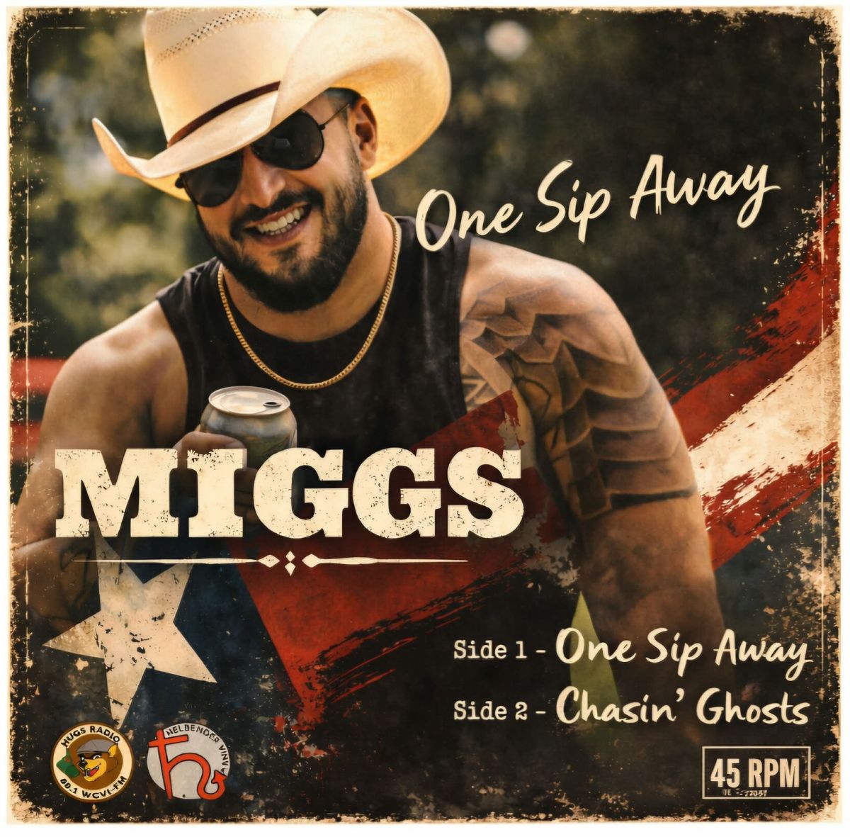 MIGGS - ONE SIP AWAY / CHASIN' GHOSTS - 45rpm SINGLE (Hellbent on HUGS Pre-Sale)