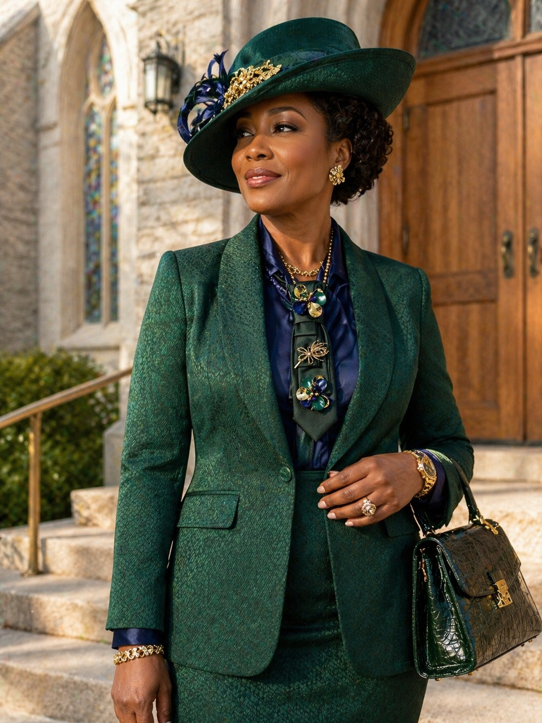 Emerald Grace Couture Tie Necklace