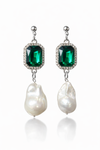 Emerald Crystal & Baroque Pearl Earrings