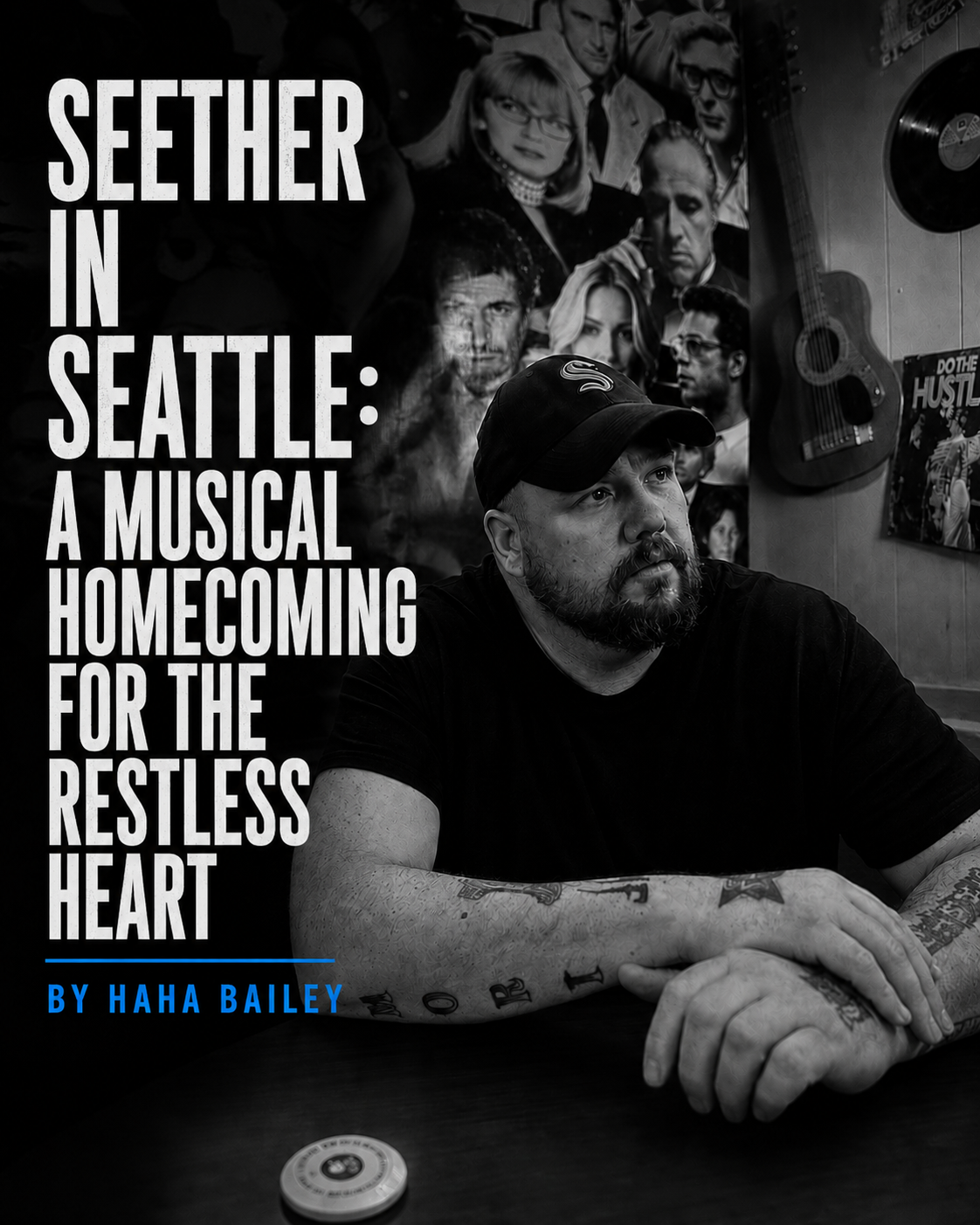 Title card for “Seether in Seattle: A Musical Homecoming for the Restless Heart” by Haha Bailey on Music Travel Repeat, a concert essay about Seether, Seattle, Showbox SODO, live music, and emotional healing.