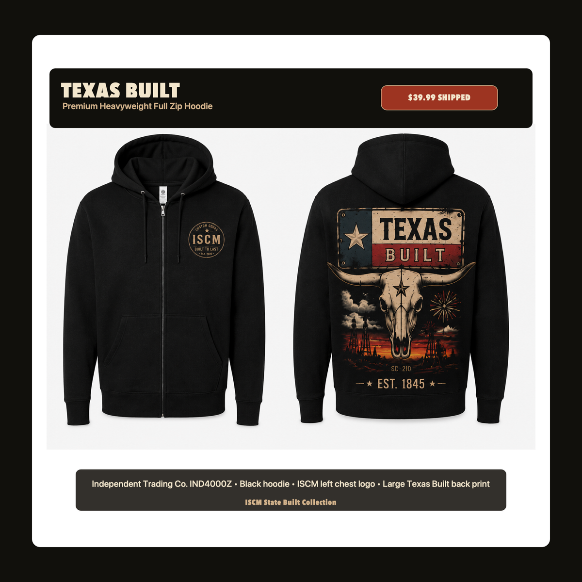Texas Built Heavyweight Zip Hoodie