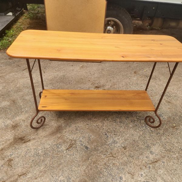 Douglas Fir Kitchen Side Table with Iron legs