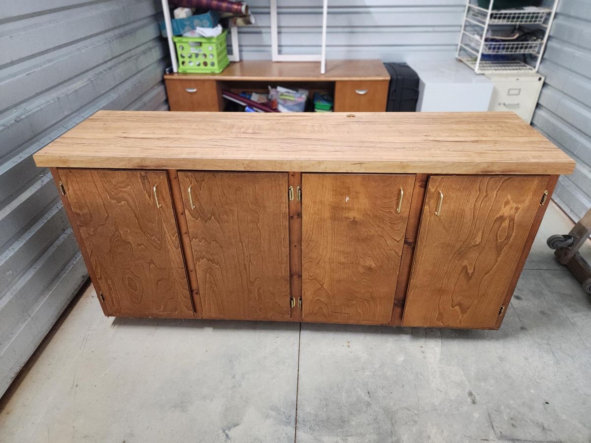 Wood Storage Cabinet with Work surface