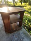 Octagon table solid walnut with veneer top.