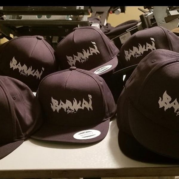 Bankai Fam snap back Hats Black w. White stitch