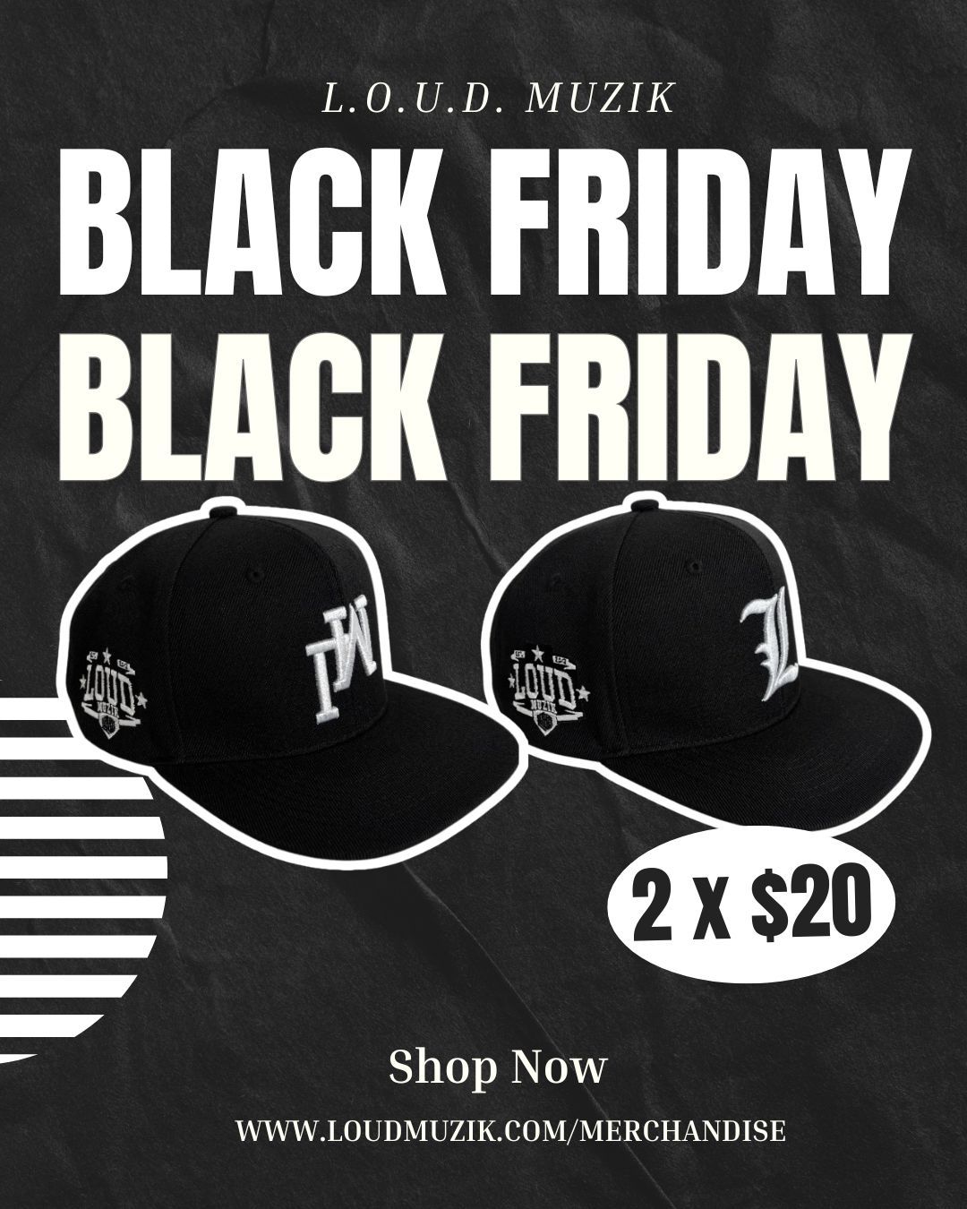 L.O.U.D. Dual-Side White Crest (2 Hats)
