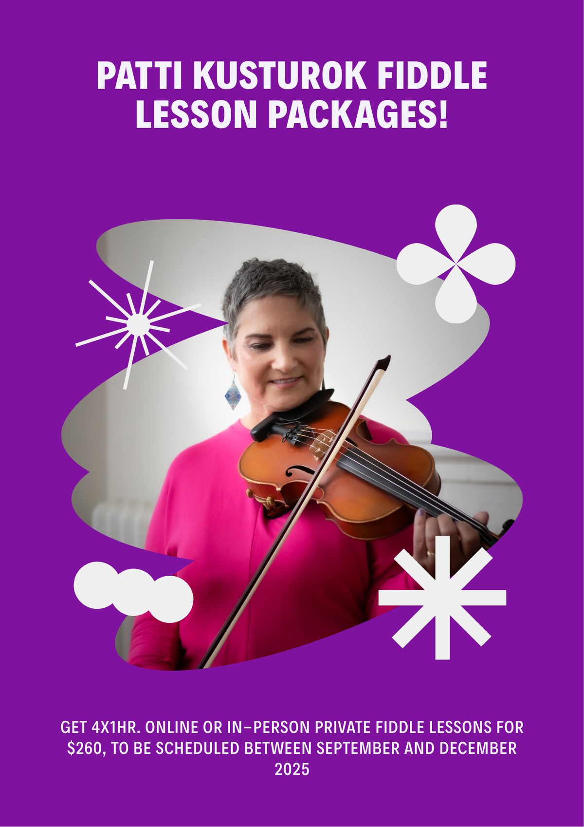 4 X 1-Hour one on one Fiddle Lesson Package