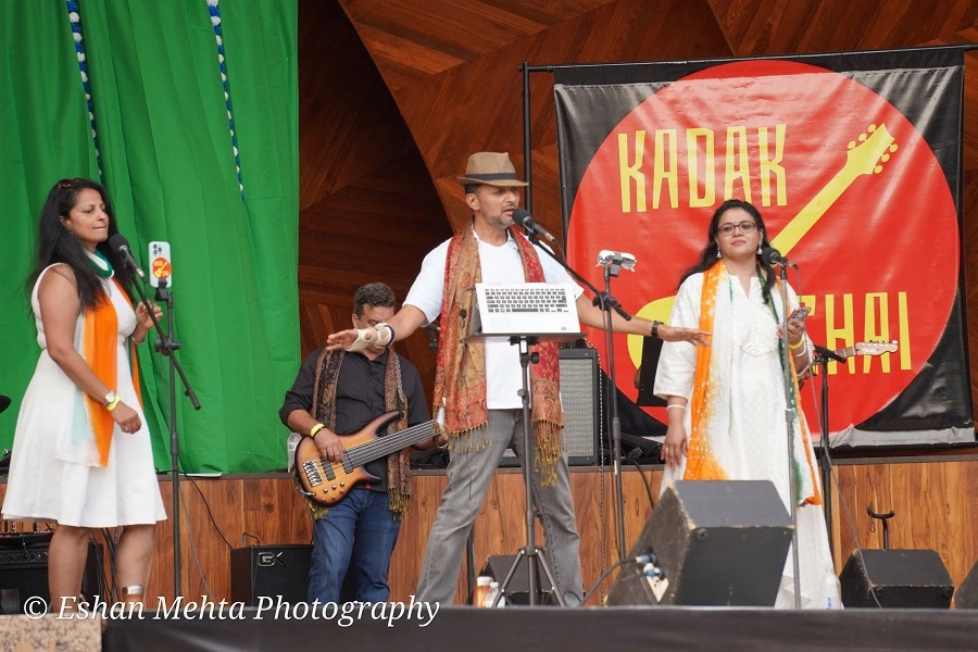 Kadak Chai singers performing at IAGB India Day 2024 at the Hatch Shell Boston