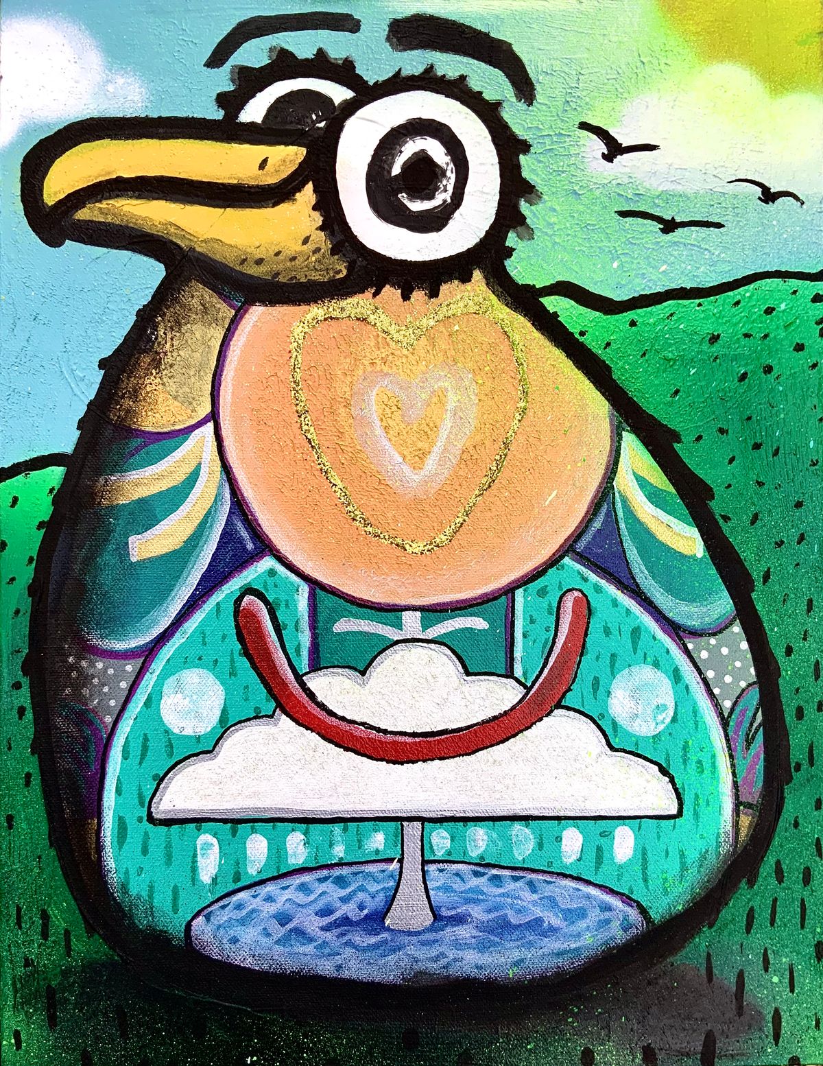 Glittered Heart Partridge