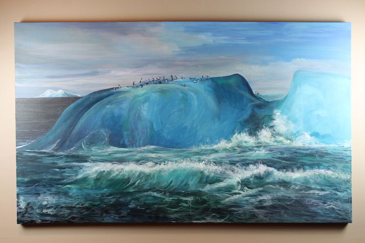Chinstrap Penguins Surfing On Icebergs in Antarctica