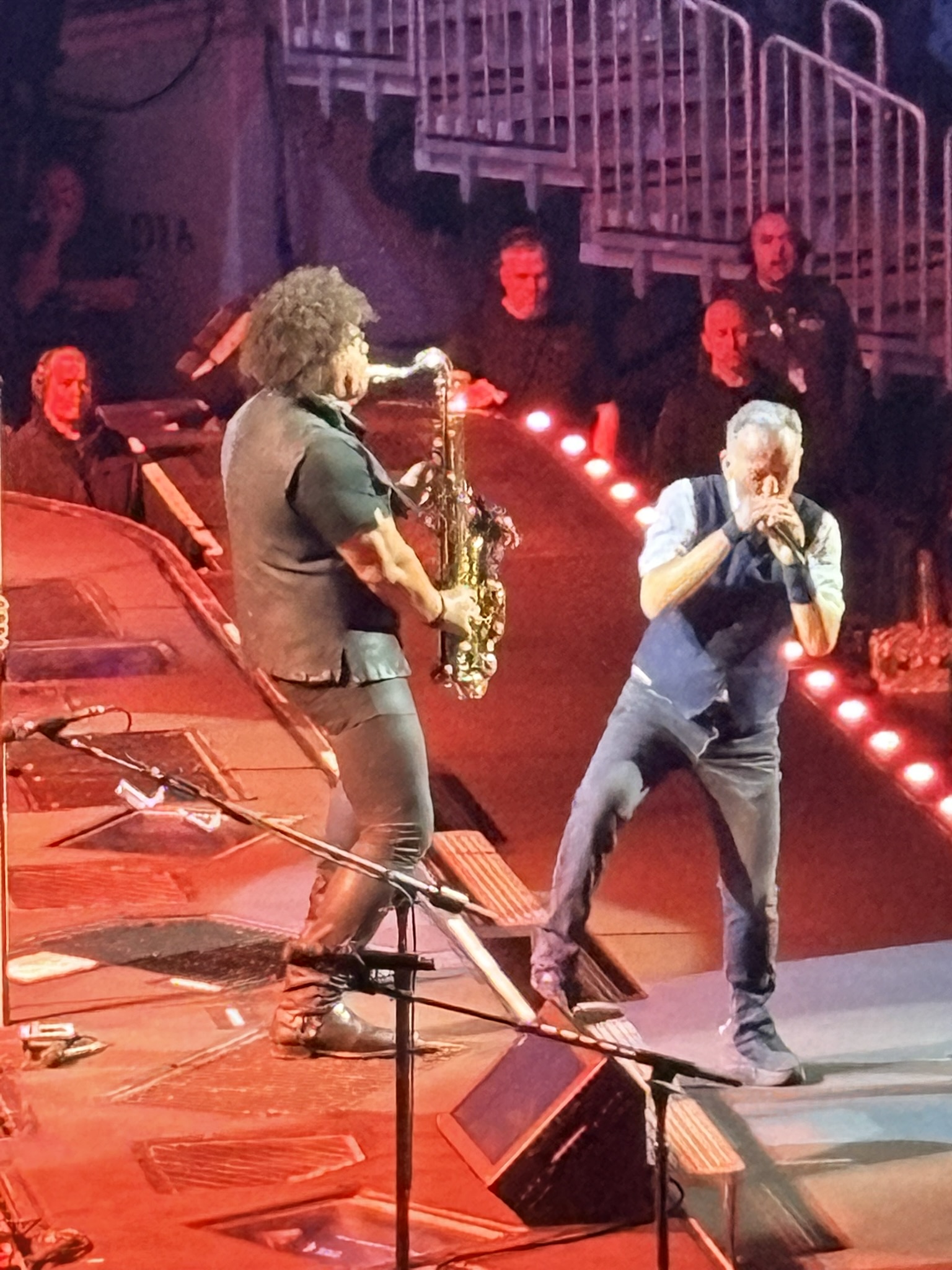 Jake Clemons on tenor sax and Bruce Springsteen on harmonica on the 2026 tour