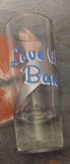 Live Wire tall Shooter Shot Glass Blue/White logo