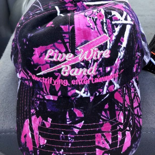 Live Wire Ladies Pink Camo hat logo stitched