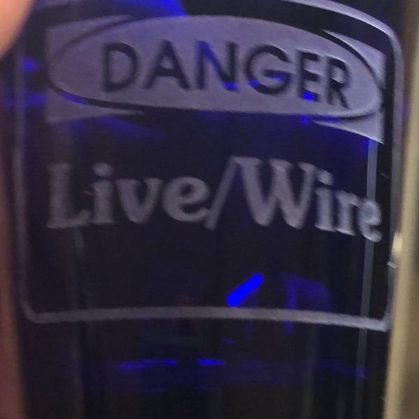 Live Wire cobalt blue etched logo short shot glass (beautiful)
