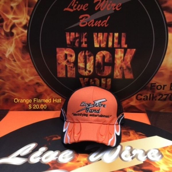 Live Wire orange hat with flames logo stitched AWESOME Look