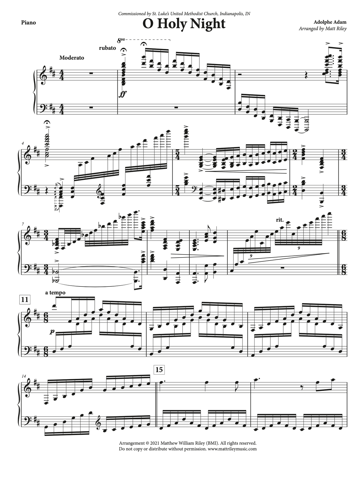 O Holy Night - Piano Sheet Music and Accompaniment Split Track