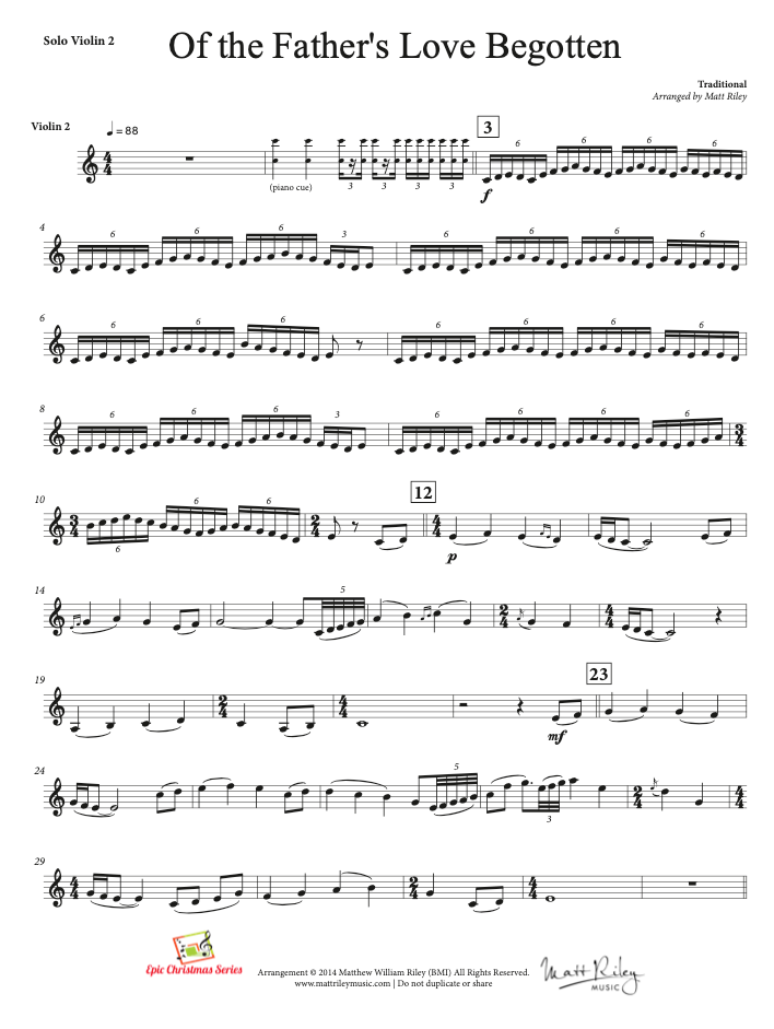 Of The Father's Love Begotten - Two Violins and Piano