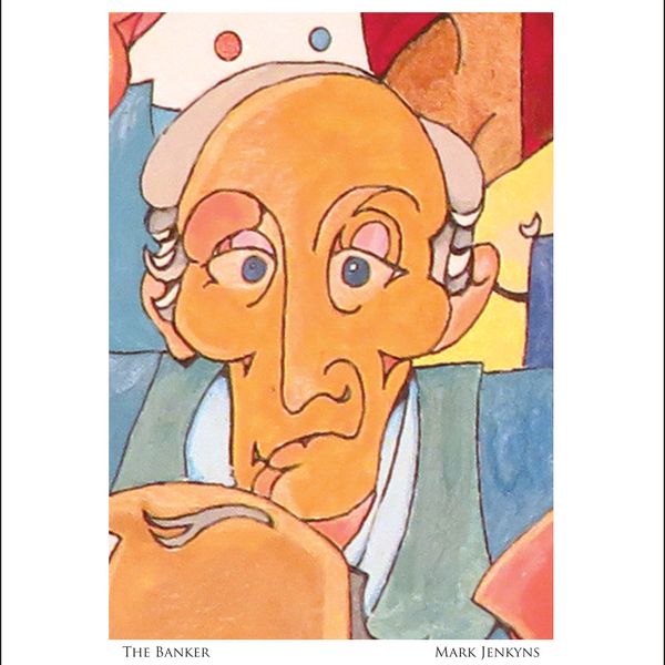 The Banker | Image 4.75”x6.75”/ White frame 8.75”x 10.75”