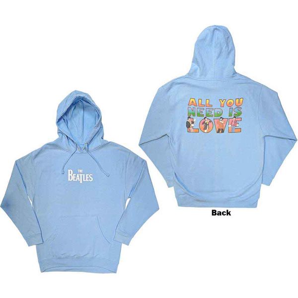 BEATLES HOODIE WITH BACKPRINT ALL YOU NEED IS LOVE AVAILABLE IN S, M, L, XL, XXL