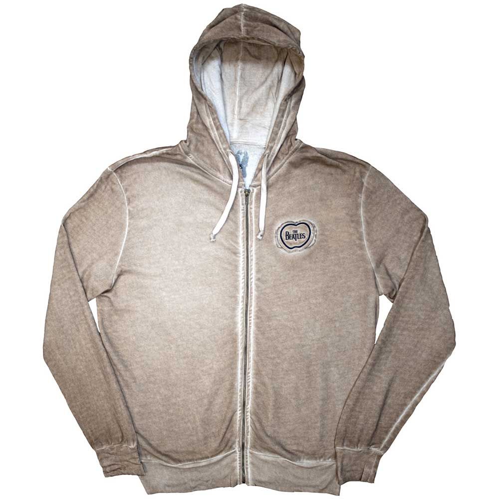 The Beatles Unisex Zipped Hoodie: Apple Logo Stone Wash XS, S, L, XL