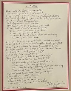 HAND-WRITTEN, AUTOGRAPHED LYRICS
